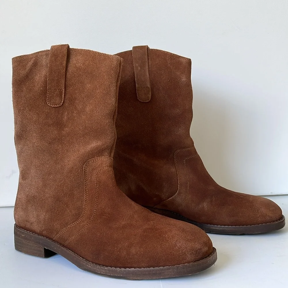 Free People Easton Suede Equestrian Bootie Women’s 9.5M Brown Pull-On Western - Picture 2 of 11